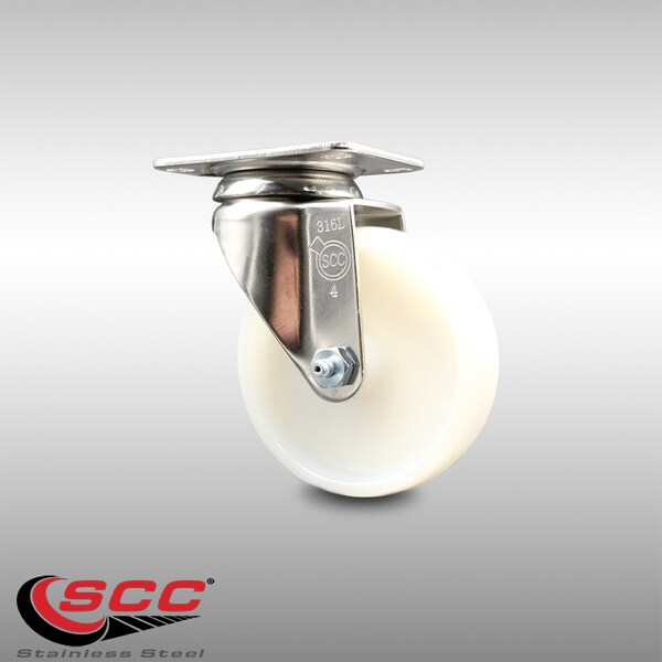 4 Inch 316SS Nylon Wheel Swivel Top Plate Caster
